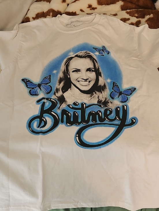 Britney Spears Tops - Britney Spears Blue Butterfly Shirt Size M